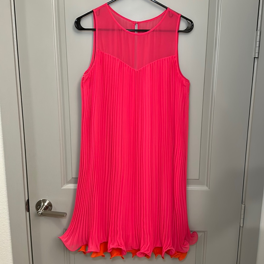 Anthropologie Maeve Pink Pleated Mini Dress